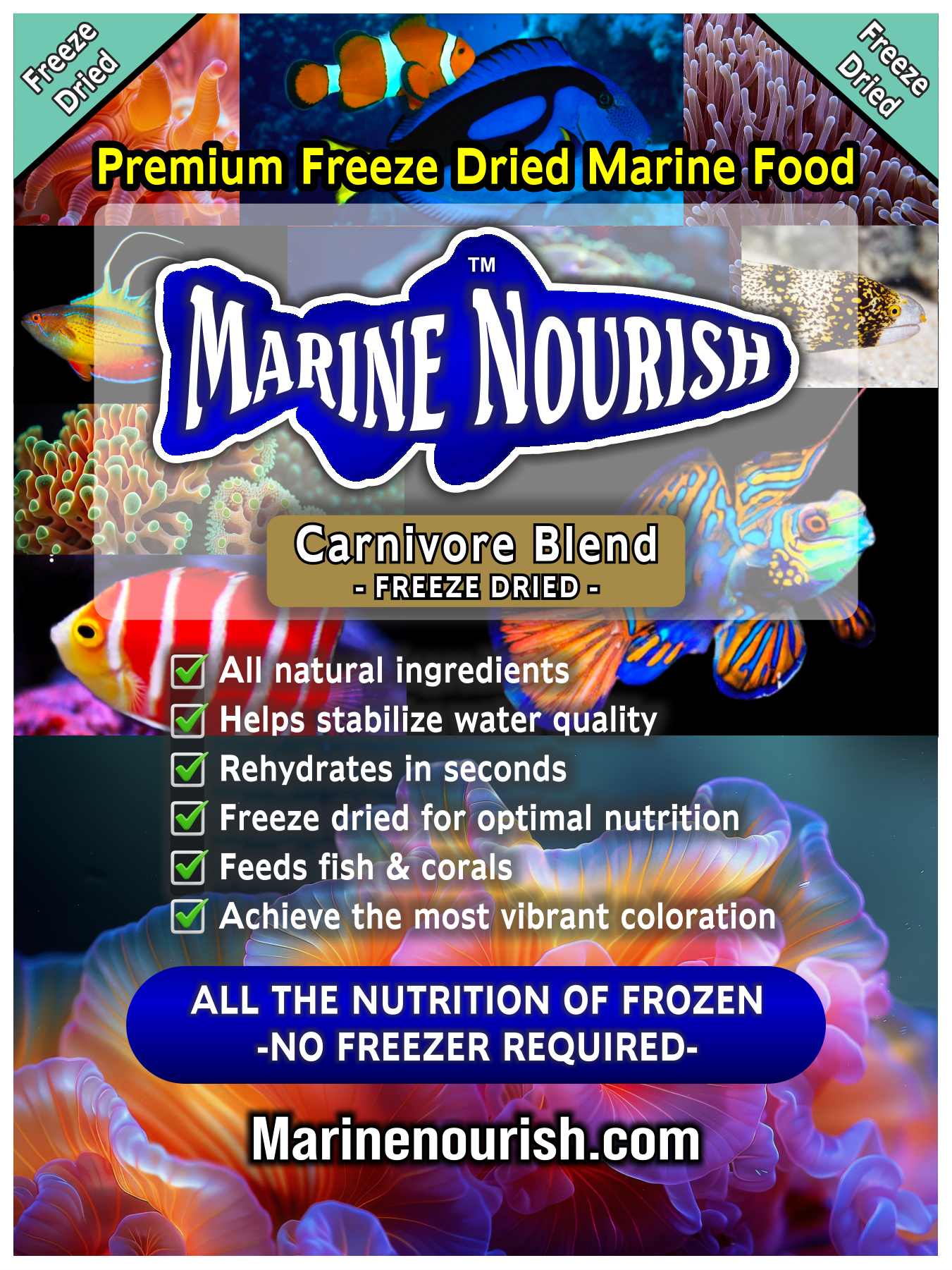 xMarine Nourish bag label freeze dried carnivore